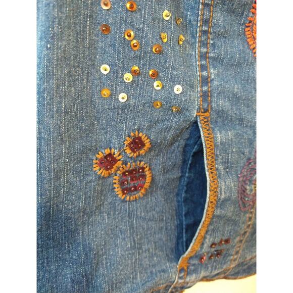 Vtg 90s Hearts of Palm Women’s Denim Vest Sz 8 Embroidered Floral Indie Western - Picture 4 of 9